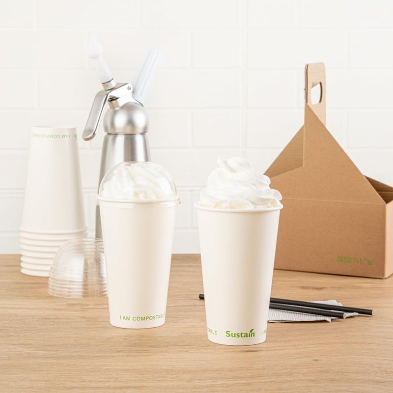 Restaurantware LIDS ONLY Sustain 35 Inch Cold Cup Lids 50 Disposable Dome Lids For Cups  Cups Sold Separately Fits 9 12 16 20 And 22 Ounce Cups Clear PLA Plastic Lids Builtin Straw Hole - Image 4