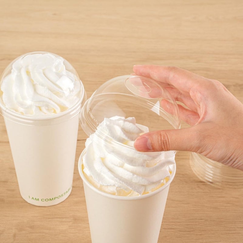 Restaurantware LIDS ONLY Sustain 35 Inch Cold Cup Lids 50 Disposable Dome Lids For Cups  Cups Sold Separately Fits 9 12 16 20 And 22 Ounce Cups Clear PLA Plastic Lids Builtin Straw Hole - Image 3