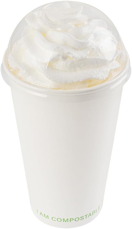 Restaurantware LIDS ONLY Sustain 35 Inch Cold Cup Lids 50 Disposable Dome Lids For Cups  Cups Sold Separately Fits 9 12 16 20 And 22 Ounce Cups Clear PLA Plastic Lids Builtin Straw Hole - Image 2