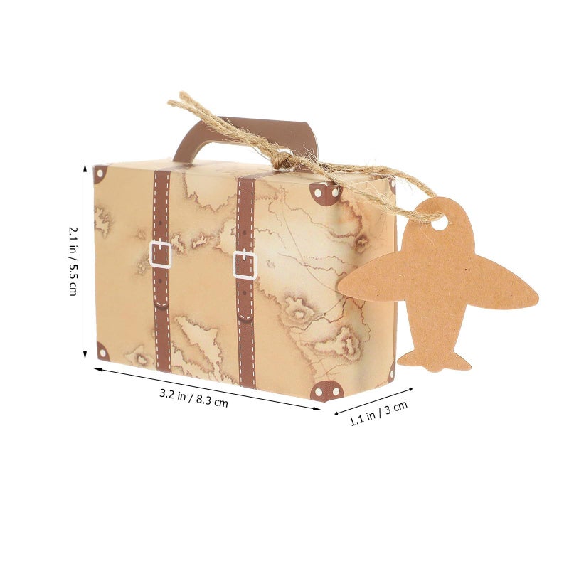 50 Vintage Suitcase Shaped Kraft Paper Candy Favor Boxes Retro Yellow Travel Theme For Wedding Party Bridal Shower Celebration - Image 3