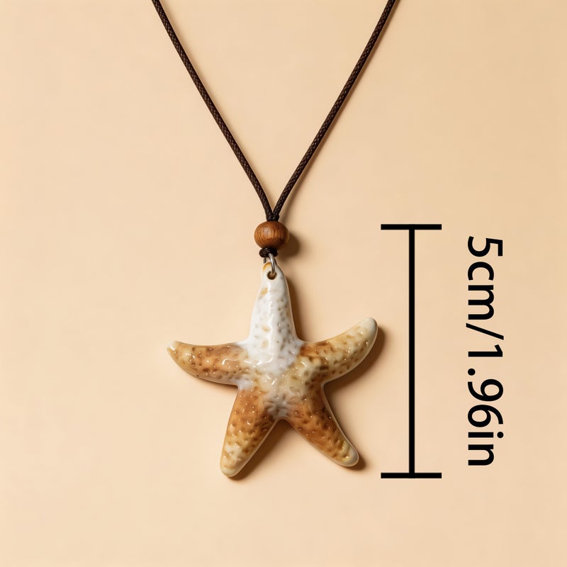 قلادة مرسومة على شكل نجم البحر للسيارة مع صدفة بحرية مقاس 15 × 20 مم - Image 2