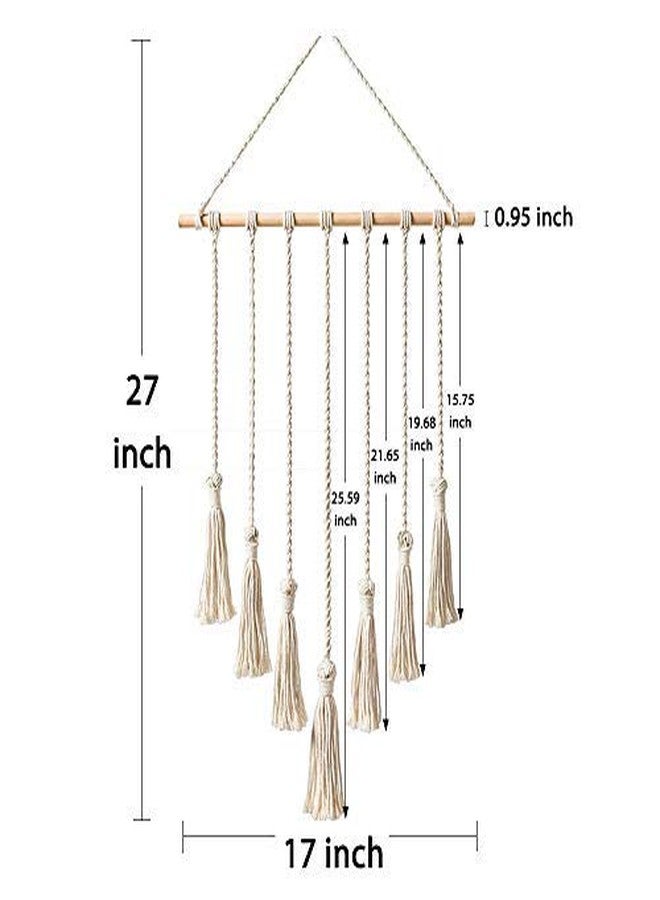 LATT Hanging Photo Display Picture Frame Macrame Wall Decor Hanging Pictures Organizer for Wall Bedroom Home Decoration 25 Wood Clips (Cream) - Image 5