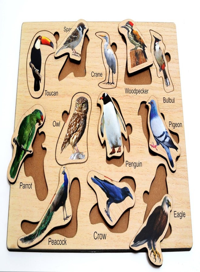 CRAFTICK Pre Nursery Educational Birds Jigsaw Puzzle Set | 12 Pieces Puzzles for Kids Motor Skill Development | Fun & Challenging Mind Games for Kids | Educational Toy for The Kids Age 2 and above - Image 3