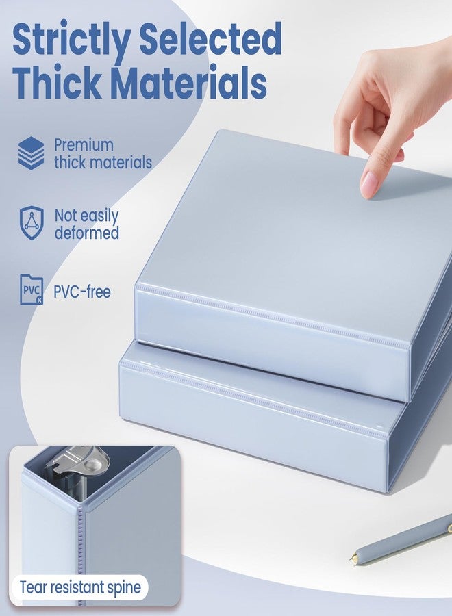 SUNEE 3 Ring Binder 1 Inch D Ring, Clear View Binder Three Ring PVC-Free (Fit 8.5x11 Inches) for School or Office Supplies, Haze Blue, 1 Pack - Image 4