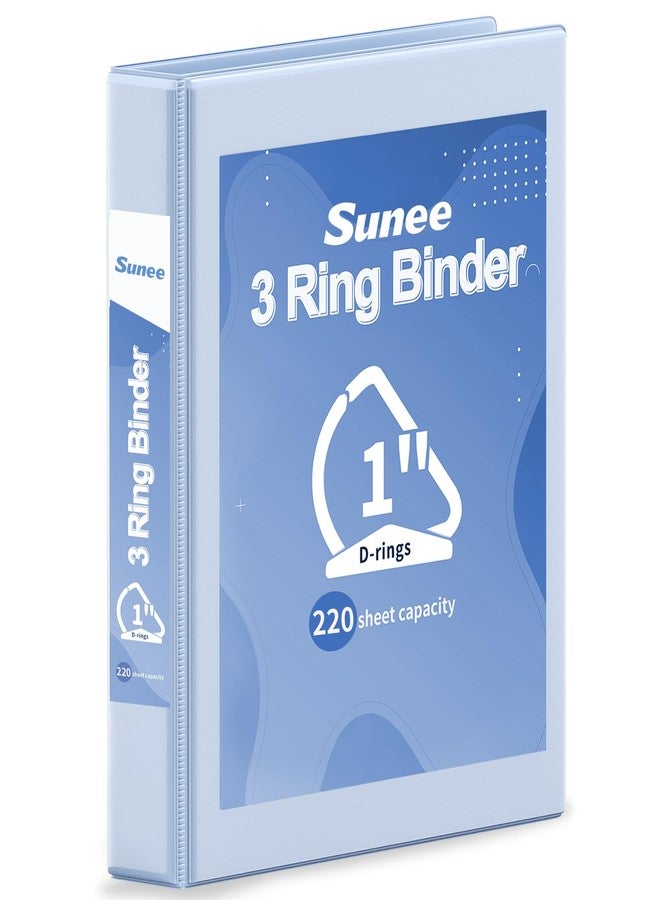 SUNEE 3 Ring Binder 1 Inch D Ring, Clear View Binder Three Ring PVC-Free (Fit 8.5x11 Inches) for School or Office Supplies, Haze Blue, 1 Pack - Image 1