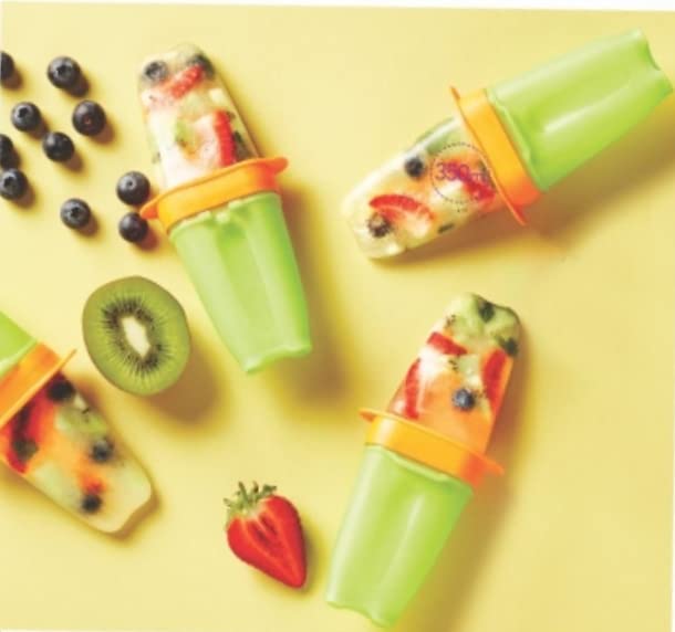 Tupperware طقم قوالب مثلجات توبيروير من 4 قطع - لون برتقالي وأخضر - Image 1