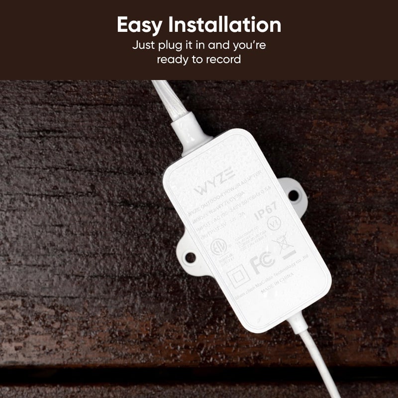 Wyze Outdoor Power Adapter, Works with Wyze Cam v3/v3 Pro/v4, Cam OG, Pan v3 and Battery Cam Pro(L-Shaped Micro-USB Adapter Included) - Image 4