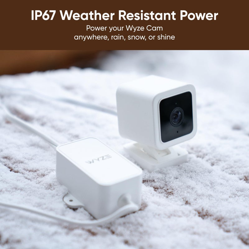 Wyze Outdoor Power Adapter, Works with Wyze Cam v3/v3 Pro/v4, Cam OG, Pan v3 and Battery Cam Pro(L-Shaped Micro-USB Adapter Included) - Image 2