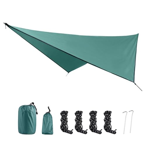 TRIWONDER Camping Tarp Cover Waterproof Rain Fly Tent Ground Cloth Footprint Hammock Shelter for Outdoor Hiking Picnic Beach (Dark Green+Accessories) - Image 1
