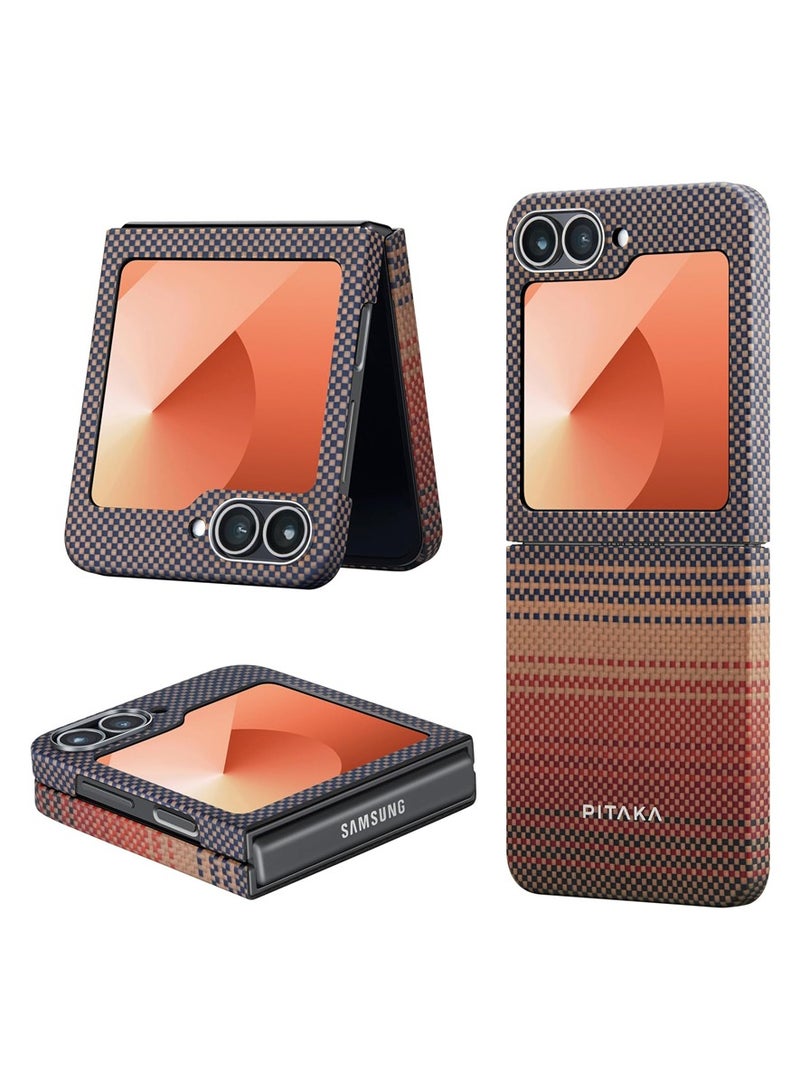 PITAKA Pitaka for Z Flip 6 Case, Slim & Light Magnetic Galaxy Z Flip 6 Case with a Case-Less Touch Feeling, 1500D Aramid Fiber Made MagEZ Case 5 - Sunset  - Image 2