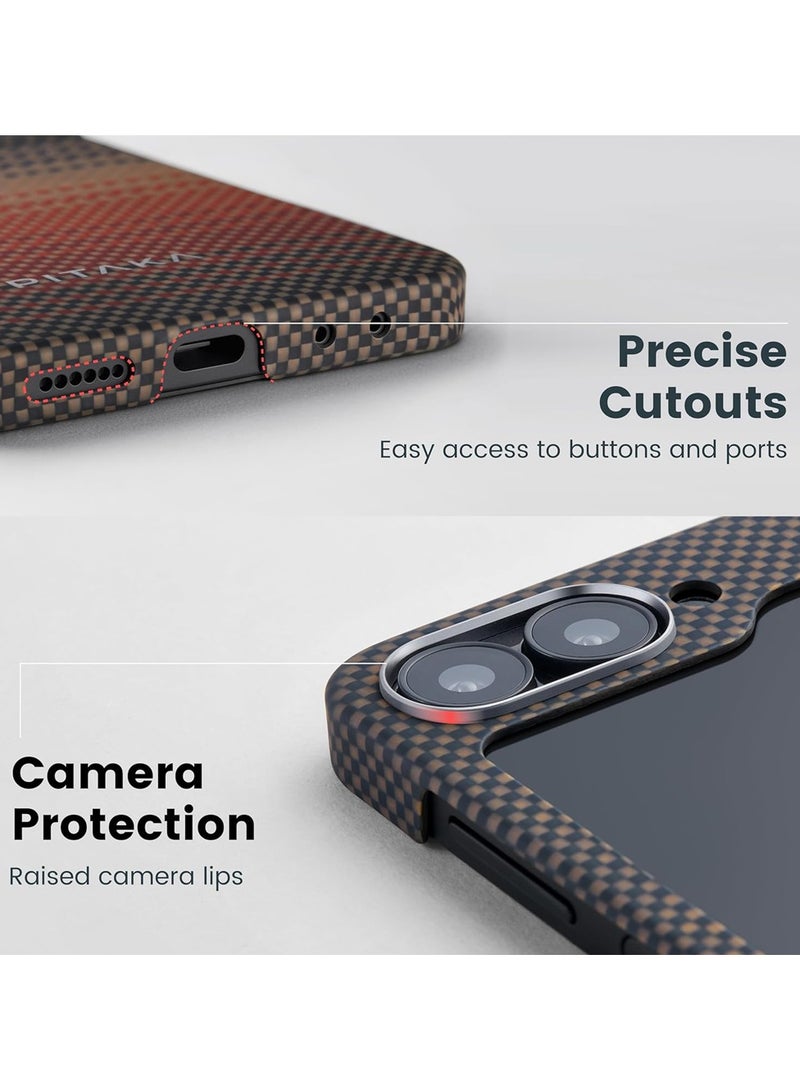 PITAKA Pitaka for Z Flip 6 Case, Slim & Light Magnetic Galaxy Z Flip 6 Case with a Case-Less Touch Feeling, 1500D Aramid Fiber Made MagEZ Case 5 - Sunset  - Image 5