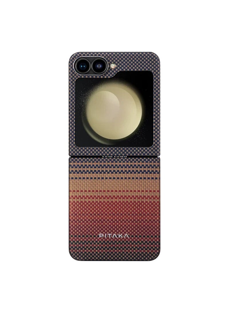 PITAKA Pitaka for Z Flip 6 Case, Slim & Light Magnetic Galaxy Z Flip 6 Case with a Case-Less Touch Feeling, 1500D Aramid Fiber Made MagEZ Case 5 - Sunset  - Image 3