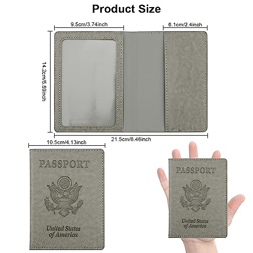 QEYMN Passport Holder, Passport Holders Cover Case, 1 Pack Passport and Vaccine Card Holder Combo, Travel Passport Wallet for Women, Travel Documents Organizer Protector Travel Essentials, Dark Grey - Image 2