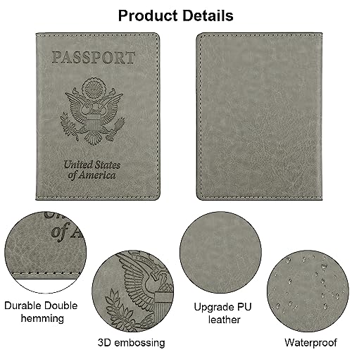 QEYMN Passport Holder, Passport Holders Cover Case, 1 Pack Passport and Vaccine Card Holder Combo, Travel Passport Wallet for Women, Travel Documents Organizer Protector Travel Essentials, Dark Grey - Image 4