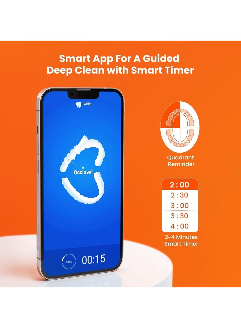 Bitvae Smart S2 Ultrasonic Electric Toothbrush for Elite Adults | ADA Accepted | 5 Brushing Modes | 9 Intensity Levels | 10X Times More Effective | Free Smart App | 40,000 Vibration Per Minute | 100 Days Battery Life | Pressure Sensors | 12 Months Replacement Warranty | 8 Brush Heads (2 Years Use) | 1 Head Cap | 1 Travel Case - Image 5