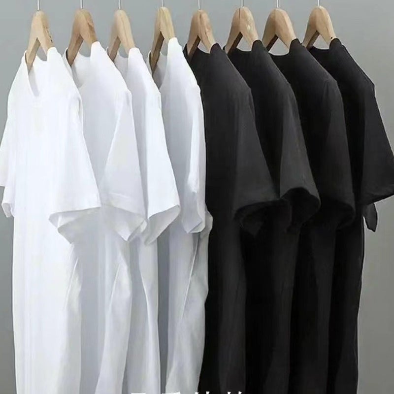 Cvc Combed Cotton Short-Sleeved T-Shirt Men'S Loose Base Korean Style Chic Half-Sleeved White Women'S Top T-Shirt - Image 2