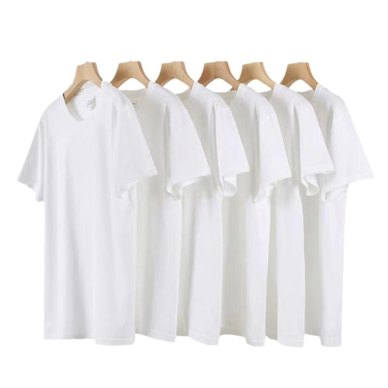 Cvc Combed Cotton Short-Sleeved T-Shirt Men'S Loose Base Korean Style Chic Half-Sleeved White Women'S Top T-Shirt - Image 4
