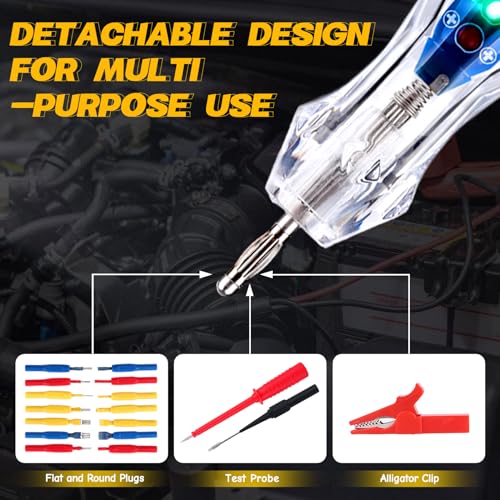 AWBLIN Test Light Probe Kit, 3-72V DC LED Digital Automotive Circuit Tester with Voltmeter, 18 Pieces Multi Function Auto Fuse Voltage Tester Electric Probe Test Kit with Black Carrying Case - Image 2