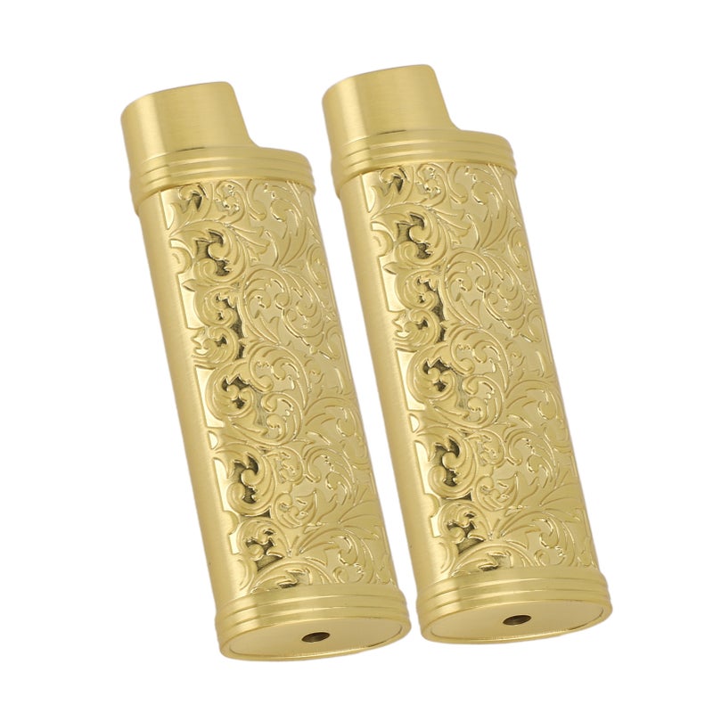 2PCS Lighter Case Cover Vintage Style Floral Stamped Zinc Alloy Shell for Lighter Protection Gold - Image 5