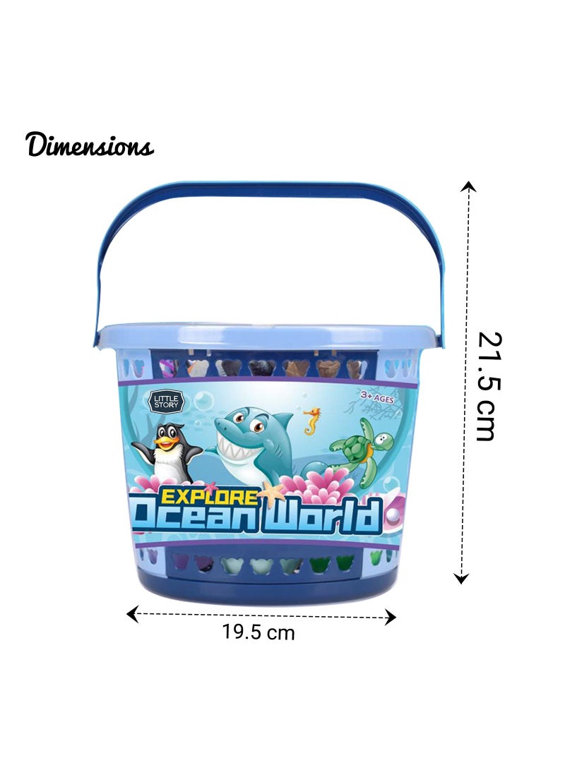 Little Story 21 Pieces Ocean World Bucket Set 5 Pieces With Marine Animal, 5 Pieces Ocean Ball Accessories And 1 Basket - Image 4