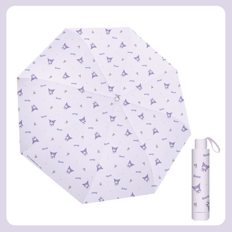 Sanrio Genuine Authorized Sunny Umbrella Student Female Outdoor Portable Folding Umbrella Black Rubber Sunscreen Sun Umbrella Coolomi 