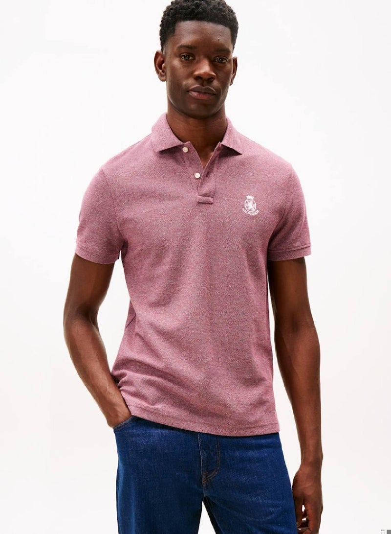 TOMMY HILFIGER TH Crest Regular Fit Pique Polo Shirt - Image 1