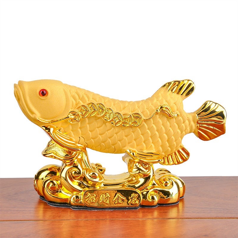 Factory wholesale lucky golden dragon fish car interior decorations desktop car decorations resin crafts Golden Dragon Fish