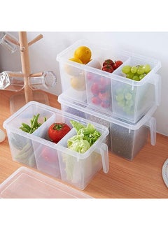 FG Storage Containers with Handle,Plastic Food Storage Organizer Boxes with Lids for Refrigerator,Fridge,Freezer Cabinet Desk 2Pcs Container Set Food Organizers with Lid and 6 Removable Bins (2)  - Image 1