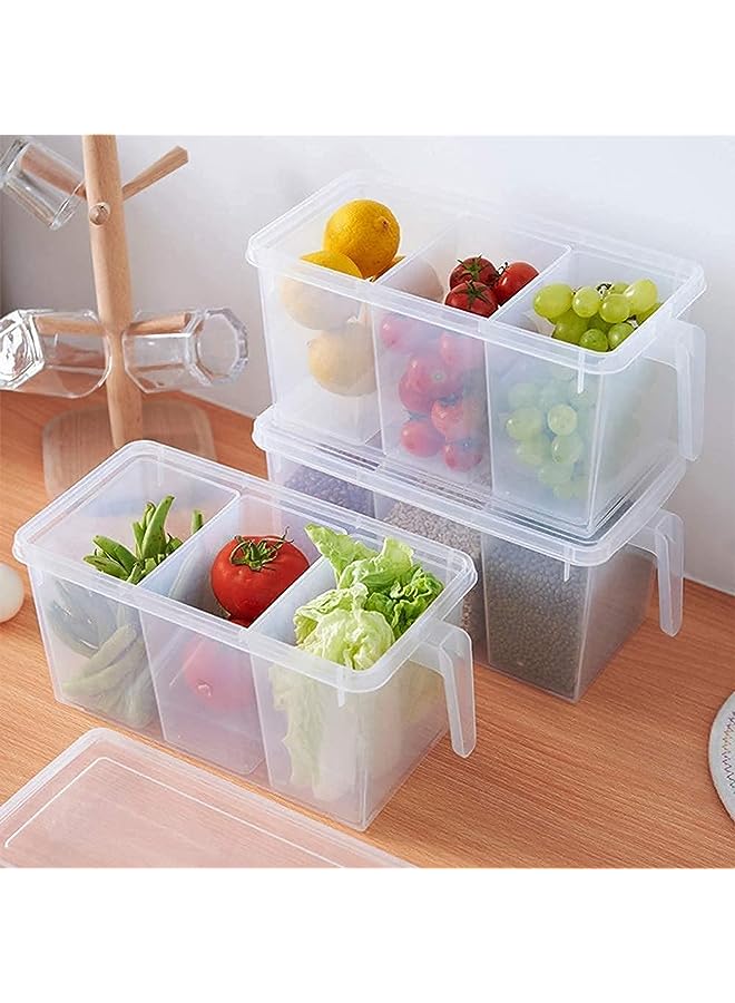 FG Storage Containers with Handle,Plastic Food Storage Organizer Boxes with Lids for Refrigerator,Fridge,Freezer Cabinet Desk 2Pcs Container Set Food Organizers with Lid and 6 Removable Bins (2) - Image 1