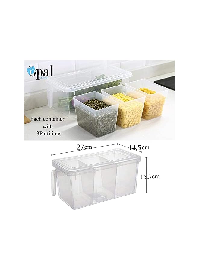 FG Storage Containers with Handle,Plastic Food Storage Organizer Boxes with Lids for Refrigerator,Fridge,Freezer Cabinet Desk 2Pcs Container Set Food Organizers with Lid and 6 Removable Bins (2) - Image 4