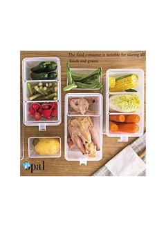 FG Storage Containers with Handle,Plastic Food Storage Organizer Boxes with Lids for Refrigerator,Fridge,Freezer Cabinet Desk 2Pcs Container Set Food Organizers with Lid and 6 Removable Bins (2)  - Image 3