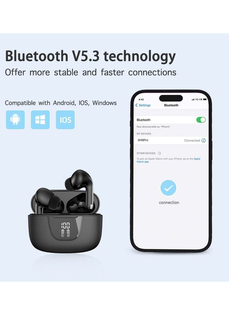 Arabest - Bluetooth Earphones with 4 Mics Wireless Earbuds, Premium Sound, ENC Noise Cancelling for HD Stereo Calls, Ultra-Light in-Ear TWS Headphones, Touch Control, IPX5 Waterproof for Sports - Image 1