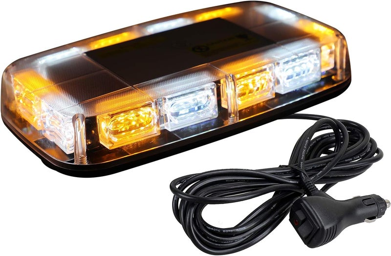 ASPL [Upgraded 5] 48LED Roof Top Strobe Lights, High Visibility Emergency Safety Warning LED Mini Strobe Light bar with Magnetic Base for 12-24V Snow Plow, Trucks, Construction Vehicles (Amber/White) - Image 1