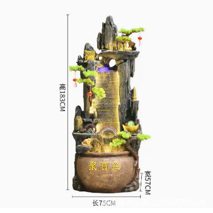 Chinese-Style Rockery Water Decoration Circulating Water Living Room Office Tea House Floor Water Landscape Lucky Housewarming Gift - Image 1