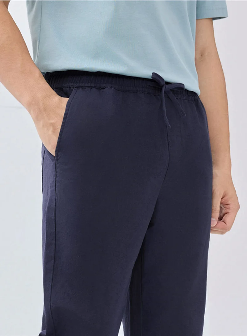 GIORDANO  Men’s Slim Taper Linen Cotton Crop Pants for Men | Best Price UAE