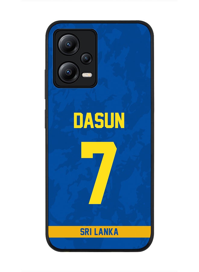 Stylizedd Cover for Poco X5 / Redmi Note 12 5G, Rugged Black Slim fit Flexible Thin Protective Phone Cases - Player Name - Dasun Shanaka, Jersey Number- 7  - Image 1