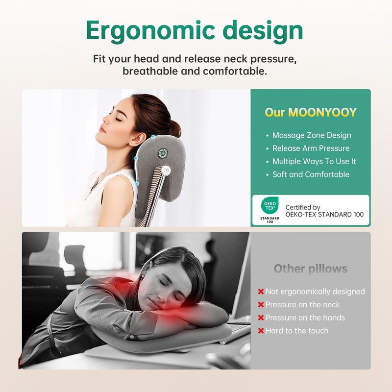 MOONYOOY Office Chair Headrest Pillow Attachment & Desk Nap Cushion, Memory Foam Neck Support with U-Shape Hanger Design for Office Chairs, Armrest Elbow Relief, and Restful Power Napping - Image 3