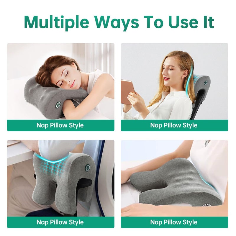 MOONYOOY Office Chair Headrest Pillow Attachment & Desk Nap Cushion, Memory Foam Neck Support with U-Shape Hanger Design for Office Chairs, Armrest Elbow Relief, and Restful Power Napping - Image 2