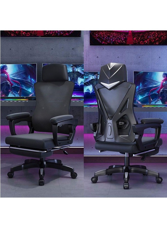 Ergonomic Home Office Chair, High Back Mesh Desk Chair with Adjustable Lumbar Support, Flip-up Armrest, Removable Headrest, Swivel Computer Gaming Chair, Space Saving(z1 black)