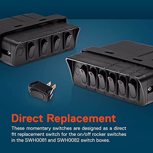 ONLINE LED STORE TRUE MODS 2pc 12v Momentary Rocker Switch [For SWH0081/SWH0082 Switch Boxes] [SPST] [Positive or Negative Trigger] Ideal for Multiple Flashing Mode Strobe Lights, Beacon Lights, Dash Lights, Air Horns - Image 2