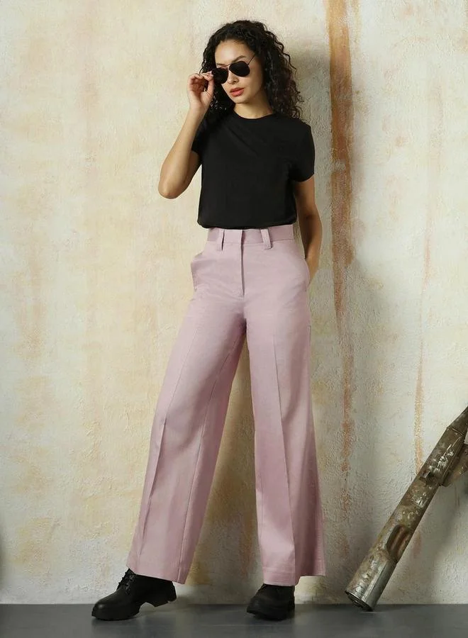 HIGH STAR Solid High Rise Wide Leg Trousers by Styli