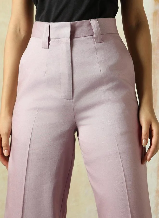 HIGH STAR Solid High Rise Wide Leg Trousers by Styli