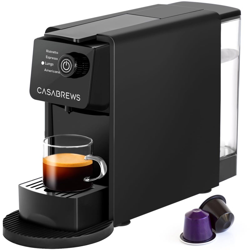 CASABREWS آلة إسبرسو CASABREWS CM7036E لكبسولات نيسبريسو الأصلية، آلة قهوة مدمجة بضغط 20 بار مع خزان مياه قابل للإزالة سعة 21 أونصة و 4 أوضاع تحضير، صانع إسبرسو صغير للاستخدام المنزلي أو المكتبي، أسود - Image 1
