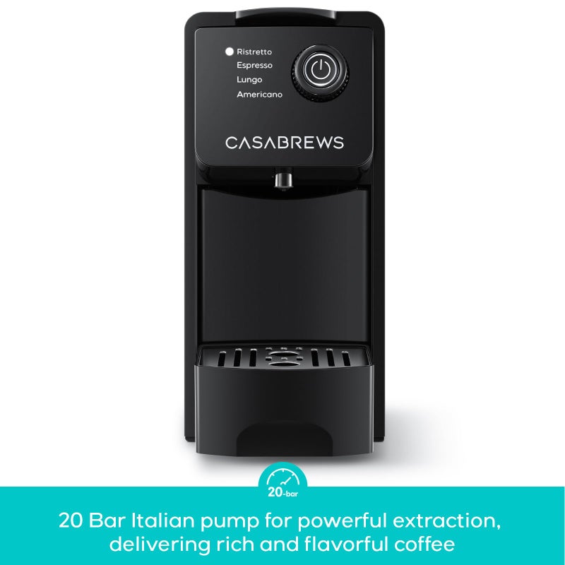 CASABREWS آلة إسبرسو CASABREWS CM7036E لكبسولات نيسبريسو الأصلية، آلة قهوة مدمجة بضغط 20 بار مع خزان مياه قابل للإزالة سعة 21 أونصة و 4 أوضاع تحضير، صانع إسبرسو صغير للاستخدام المنزلي أو المكتبي، أسود - Image 3