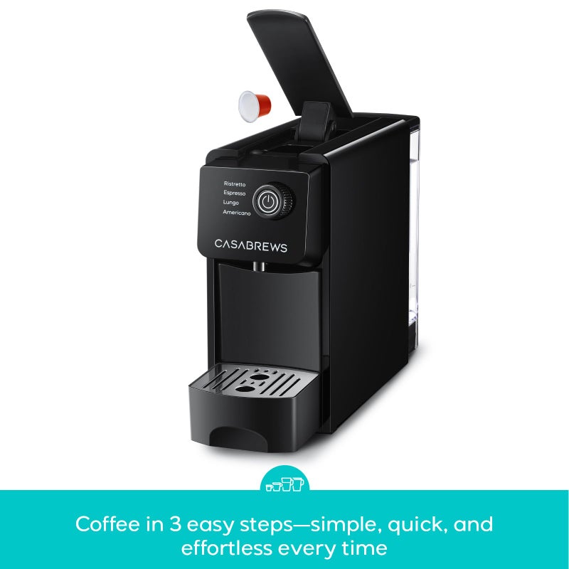 CASABREWS آلة إسبرسو CASABREWS CM7036E لكبسولات نيسبريسو الأصلية، آلة قهوة مدمجة بضغط 20 بار مع خزان مياه قابل للإزالة سعة 21 أونصة و 4 أوضاع تحضير، صانع إسبرسو صغير للاستخدام المنزلي أو المكتبي، أسود - Image 5