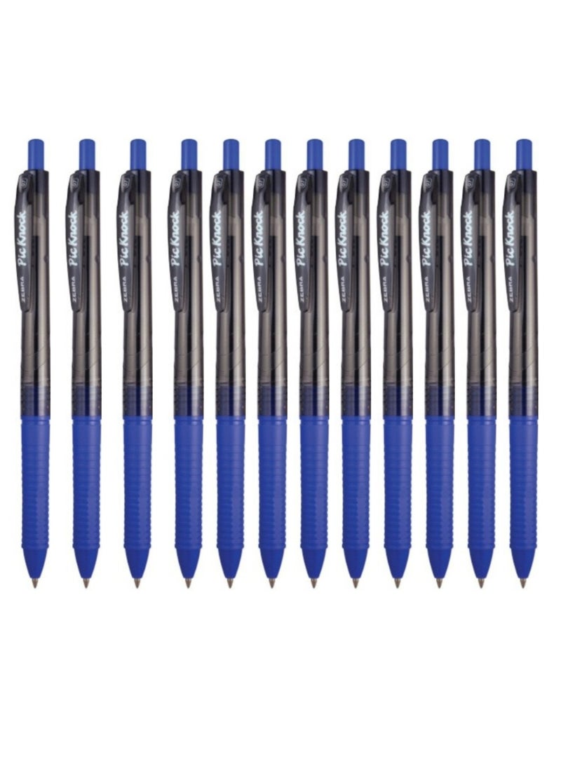 ZEBRA Pic Knock Blue Ink Ball Pen 0.7mm 12 Piece  - Image 1