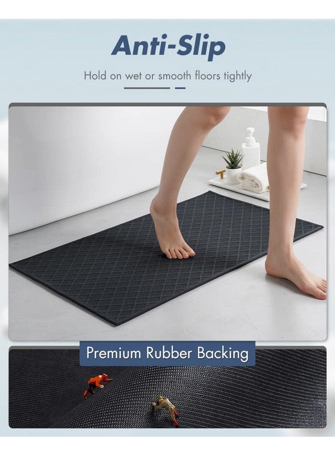 AMOAMI سجاد حمام أموامي فائق النحافة، حصائر حمام مدعومة بالمطاط غير قابلة للانزلاق، سجادة حمام ماصة للأرضية، الدش، الحوض (17"x28"، أسود) - Image 2