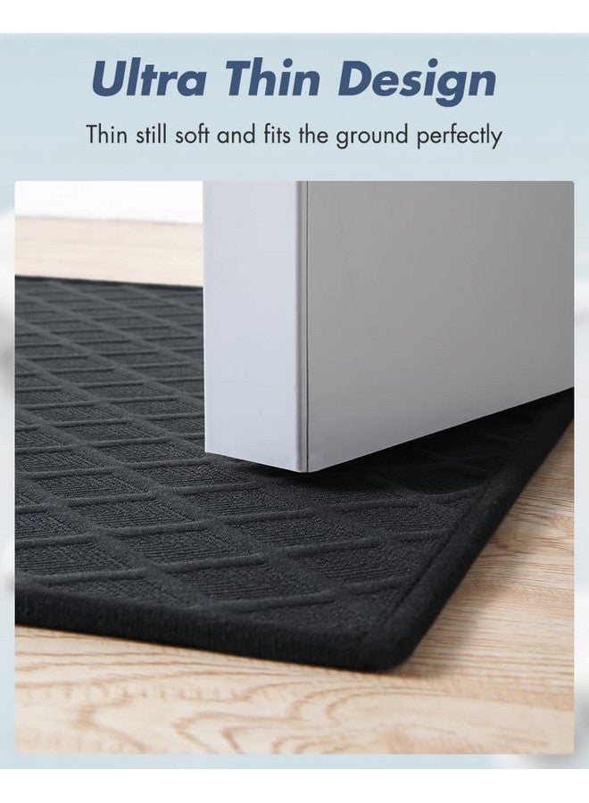 AMOAMI سجاد حمام أموامي فائق النحافة، حصائر حمام مدعومة بالمطاط غير قابلة للانزلاق، سجادة حمام ماصة للأرضية، الدش، الحوض (17"x28"، أسود) - Image 4