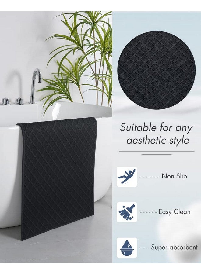 AMOAMI سجاد حمام أموامي فائق النحافة، حصائر حمام مدعومة بالمطاط غير قابلة للانزلاق، سجادة حمام ماصة للأرضية، الدش، الحوض (17"x28"، أسود) - Image 5