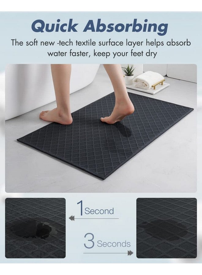 AMOAMI سجاد حمام أموامي فائق النحافة، حصائر حمام مدعومة بالمطاط غير قابلة للانزلاق، سجادة حمام ماصة للأرضية، الدش، الحوض (17"x28"، أسود) - Image 3